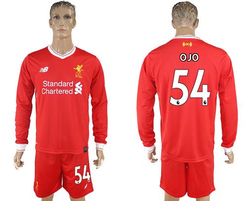 Liverpool #54 OJO Home Long Sleeves Soccer Club Jersey - Click Image to Close